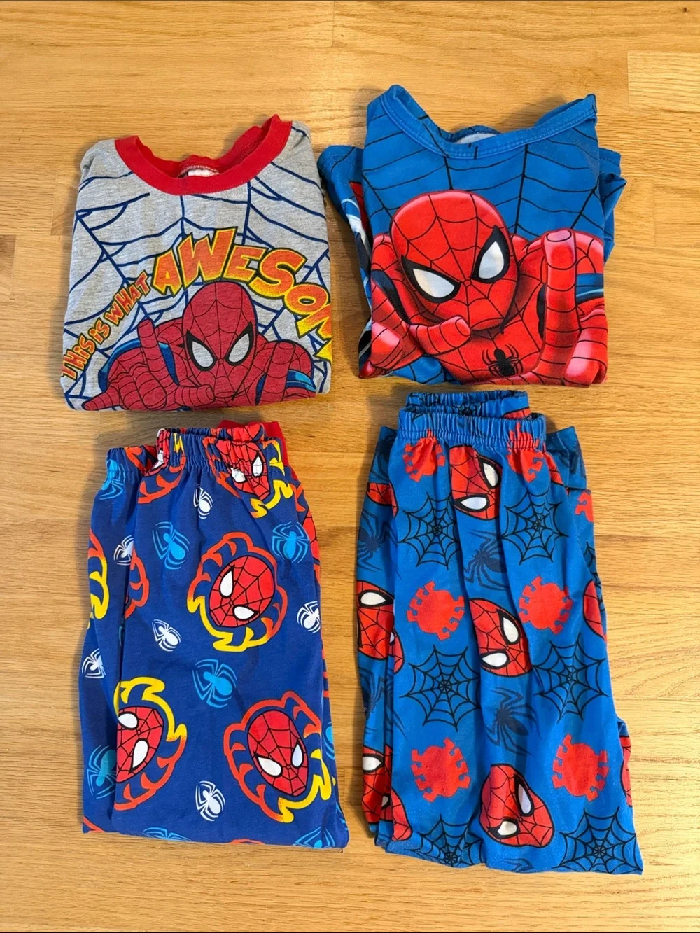 2 sets Spiderman Marvel Kids Pajamas, 4 pcs, Size: 5/6